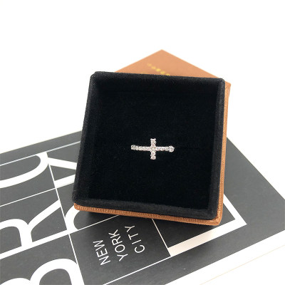 斯图娜-S925银合成立方氧化锆十字架戒指女时尚日韩潮流指环饰品